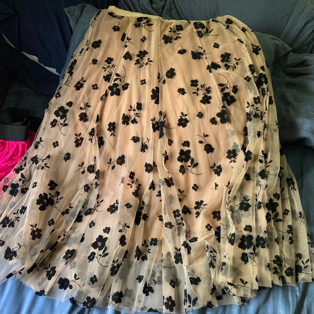Chic wish caramel and black tulle midi skirt lg